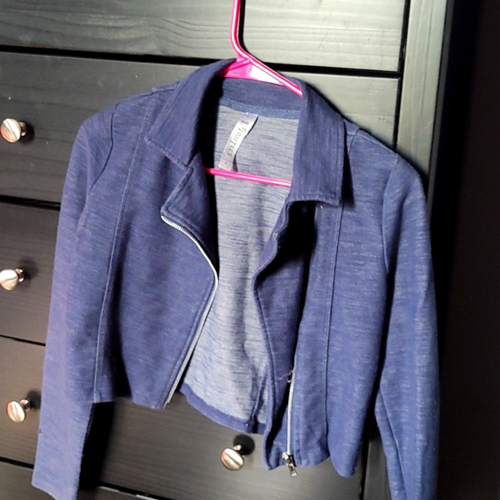 Denim style hoodie warmth inside  jacket